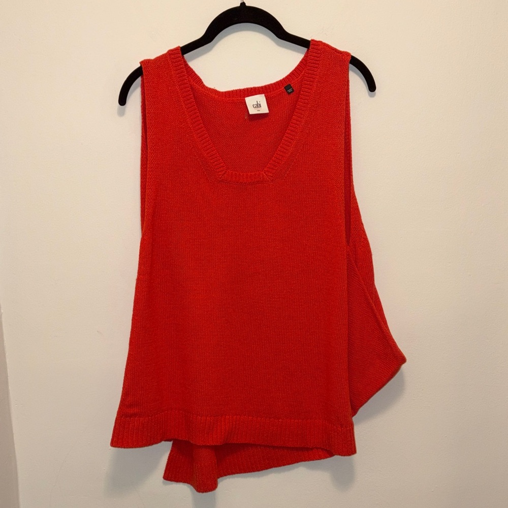 CAbi Women's Vibrant Flame Red Sweater Tank Top in Size Small